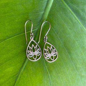Elegant Sterling Silver Lotus Earrings